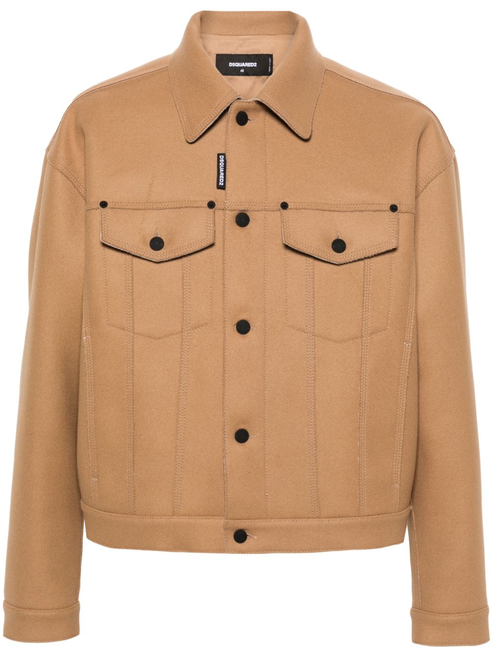 Oversized-collar shirt jacket - Black