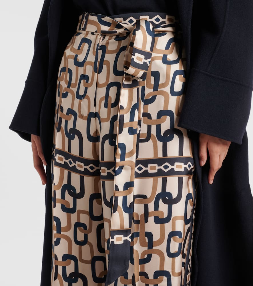 Brina printed silk twill wide-leg pants