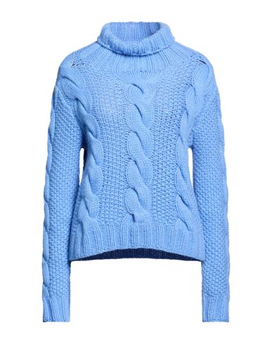 Woman Turtleneck Azure Size L Cashmere