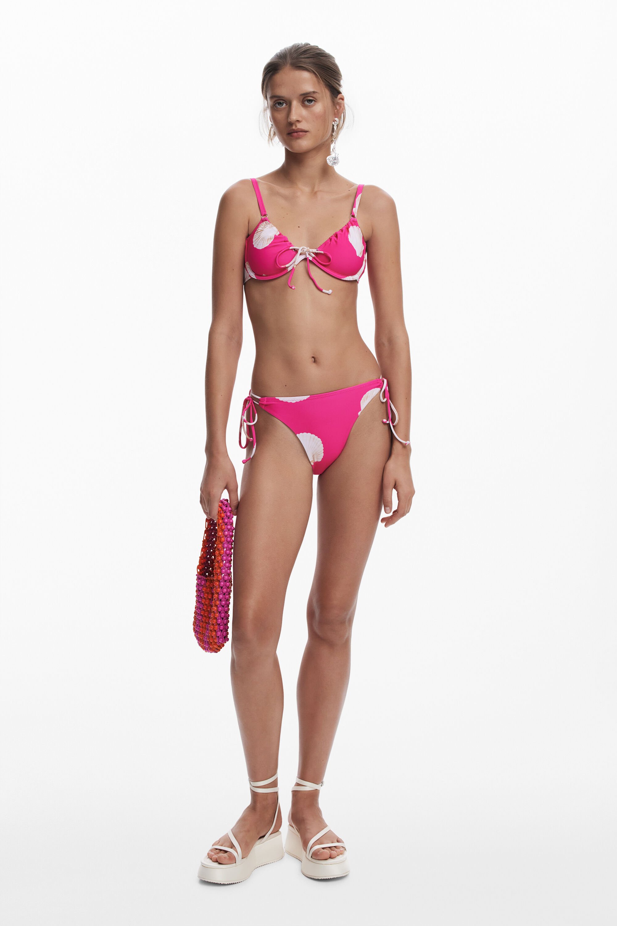 Fuchsia shell bikini top
