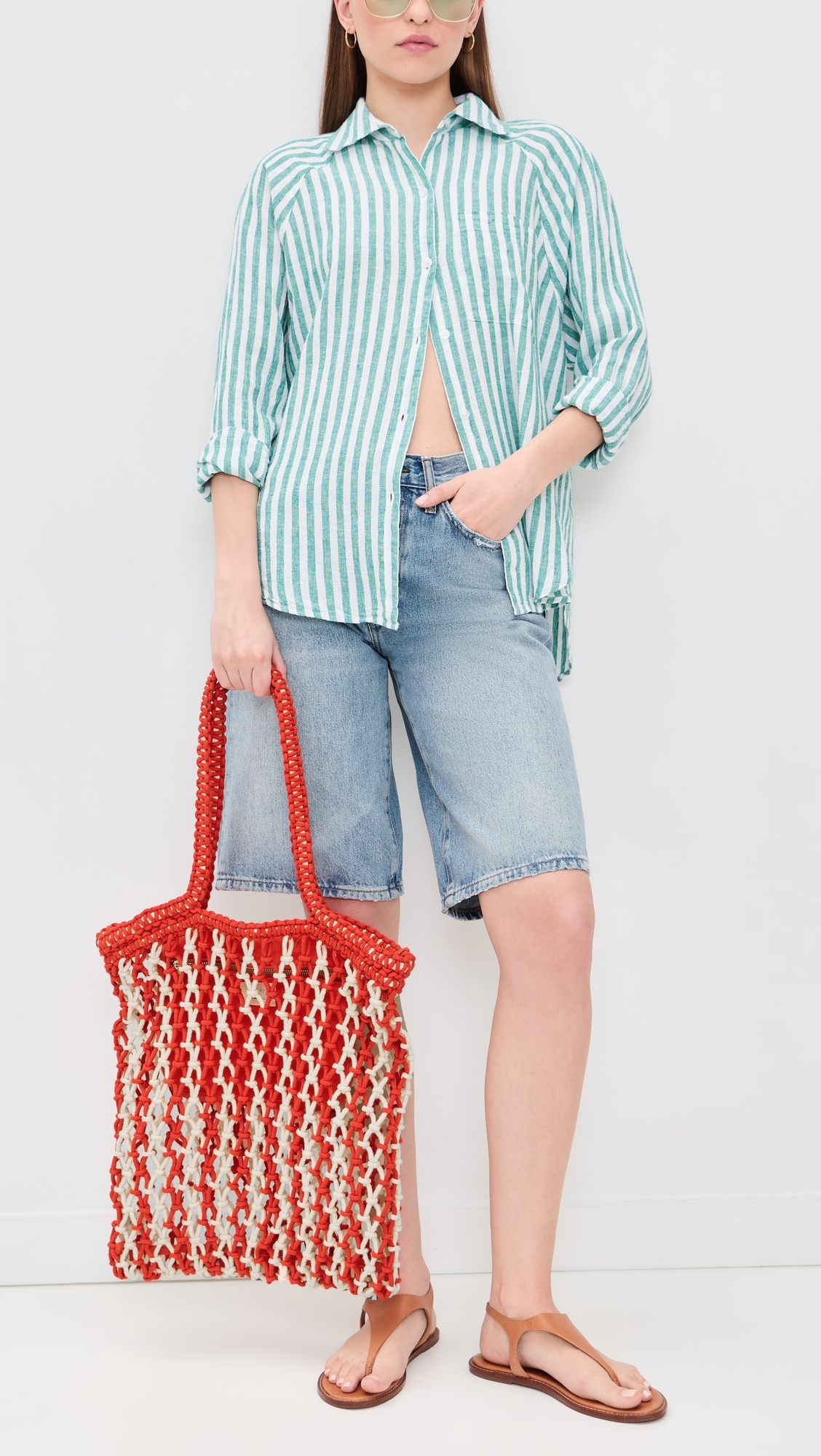 Sunwashed Macrame Tote Poppy Red One Size