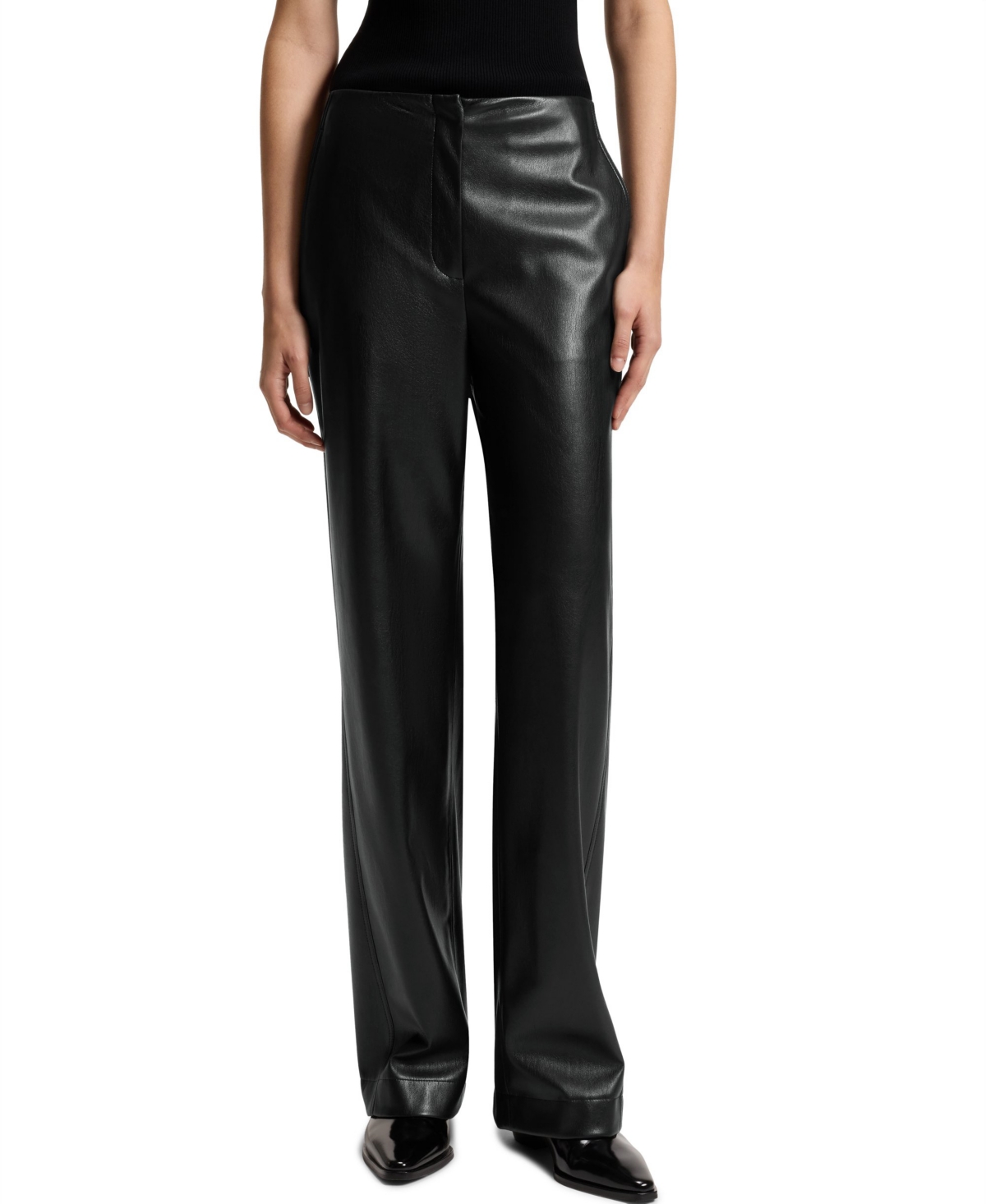 Boss by Women's Faux Leather Straight-Leg Pants - Black