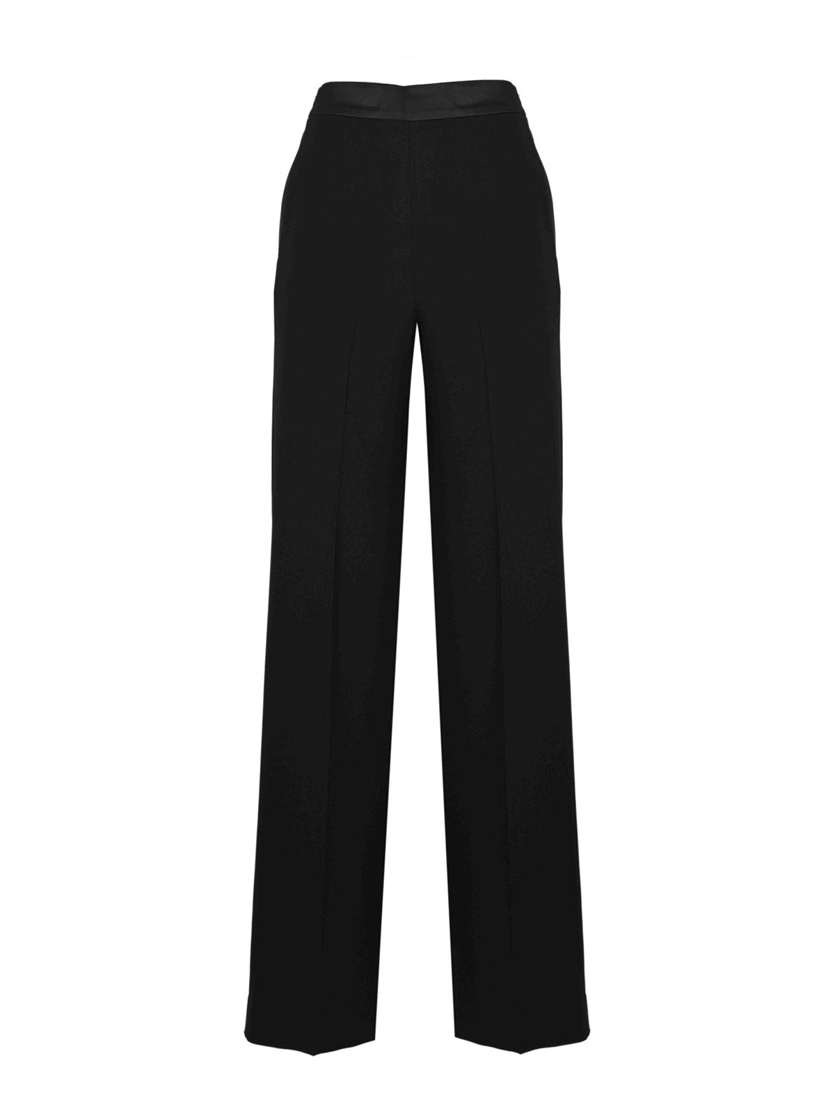 Crepe trousers with black satin details