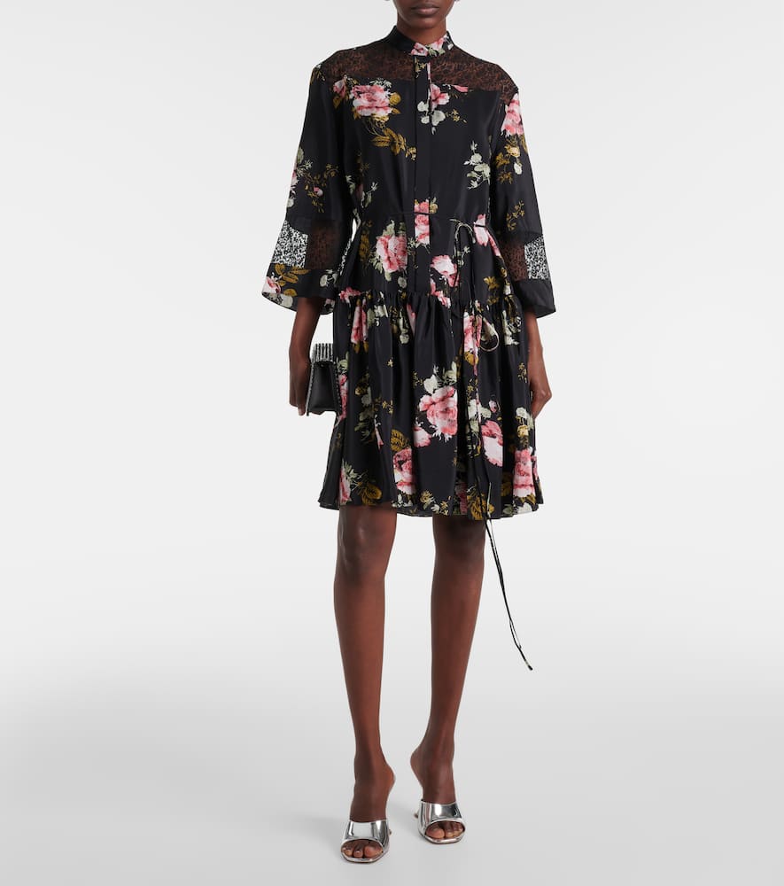 Floral silk crêpe de chine minidress