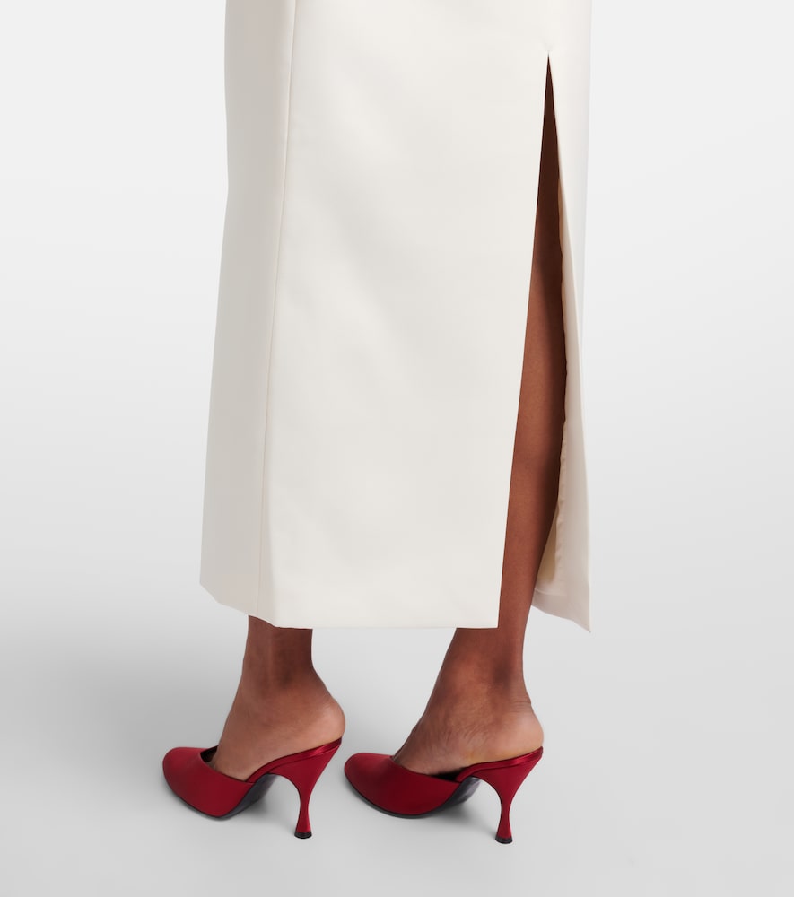 Floral-appliqué halterneck gown