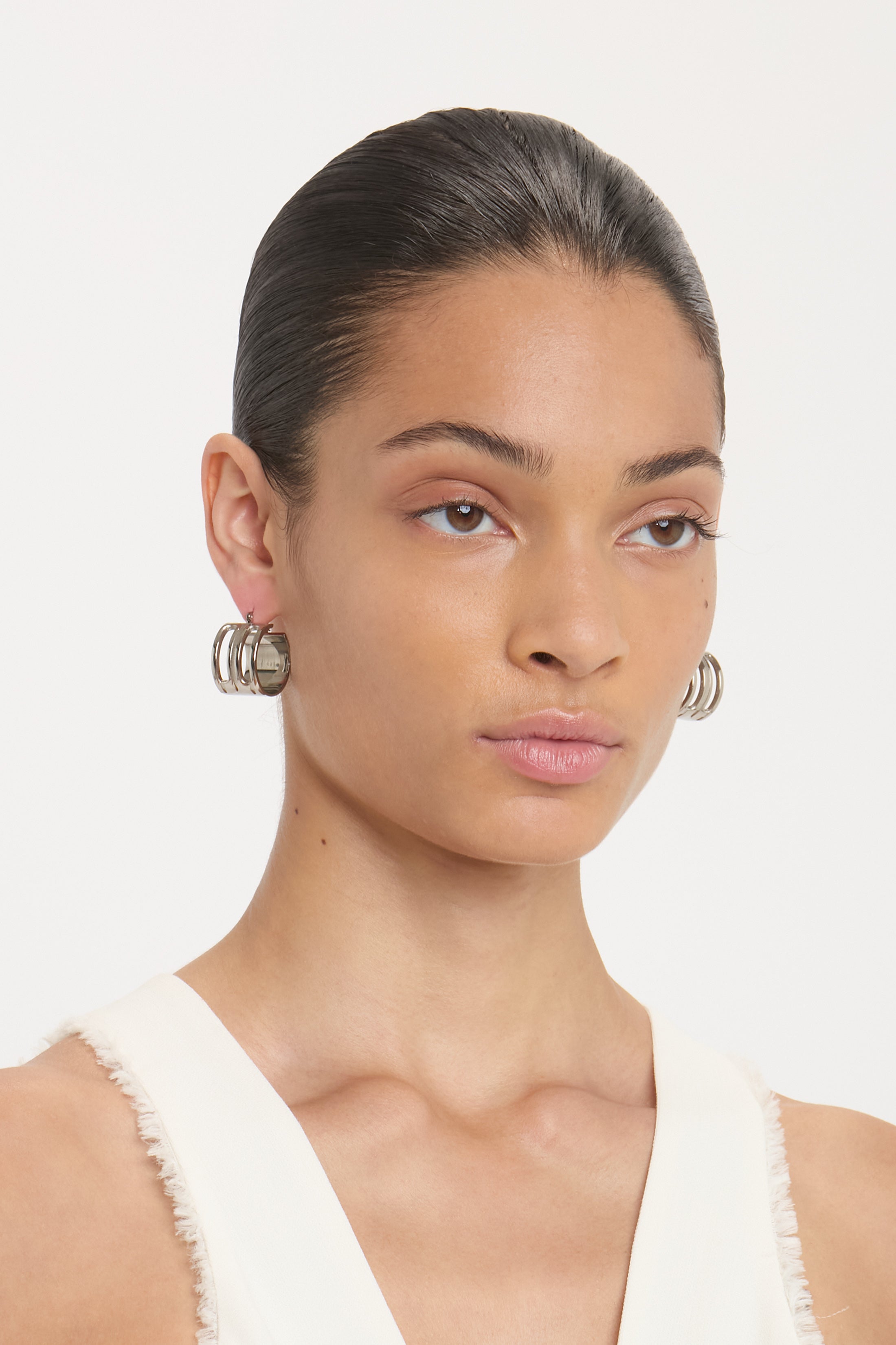 Victoria Beckham Dorian Hoop Earrings In Silver - UK