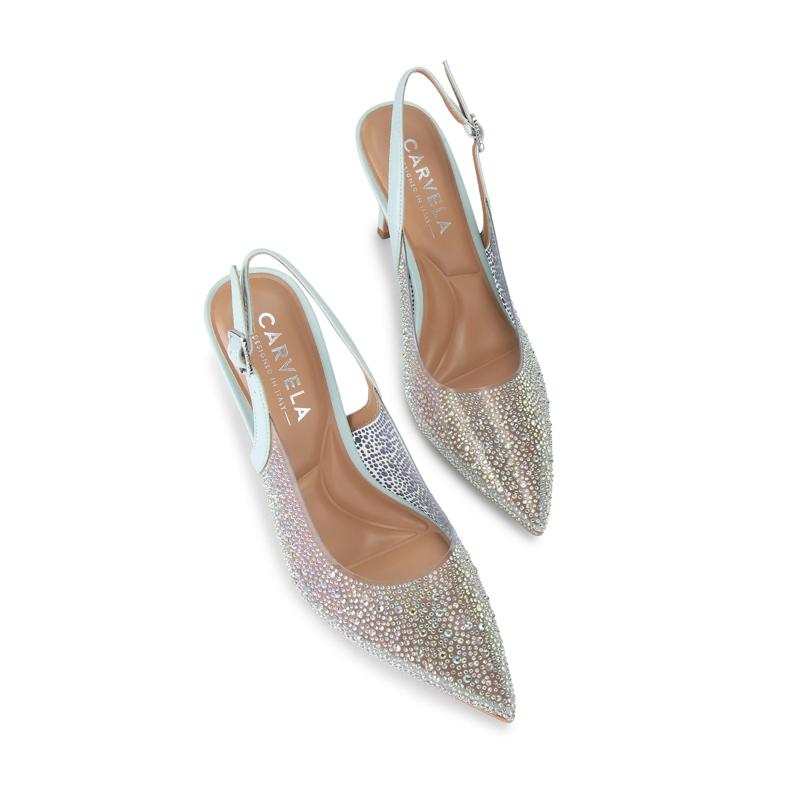 Carvela Womens Positano Vinyl Sling Back Heels - Turquoise