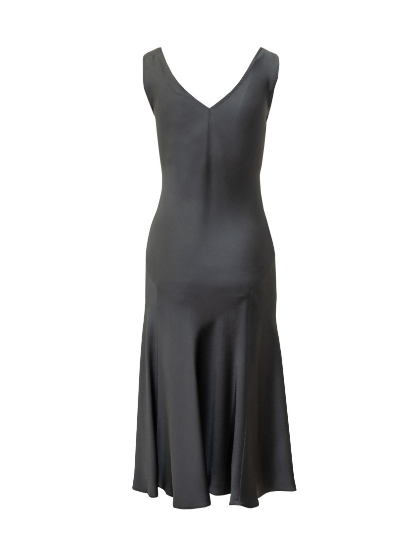 Black Solid V Neck Maxi Dress