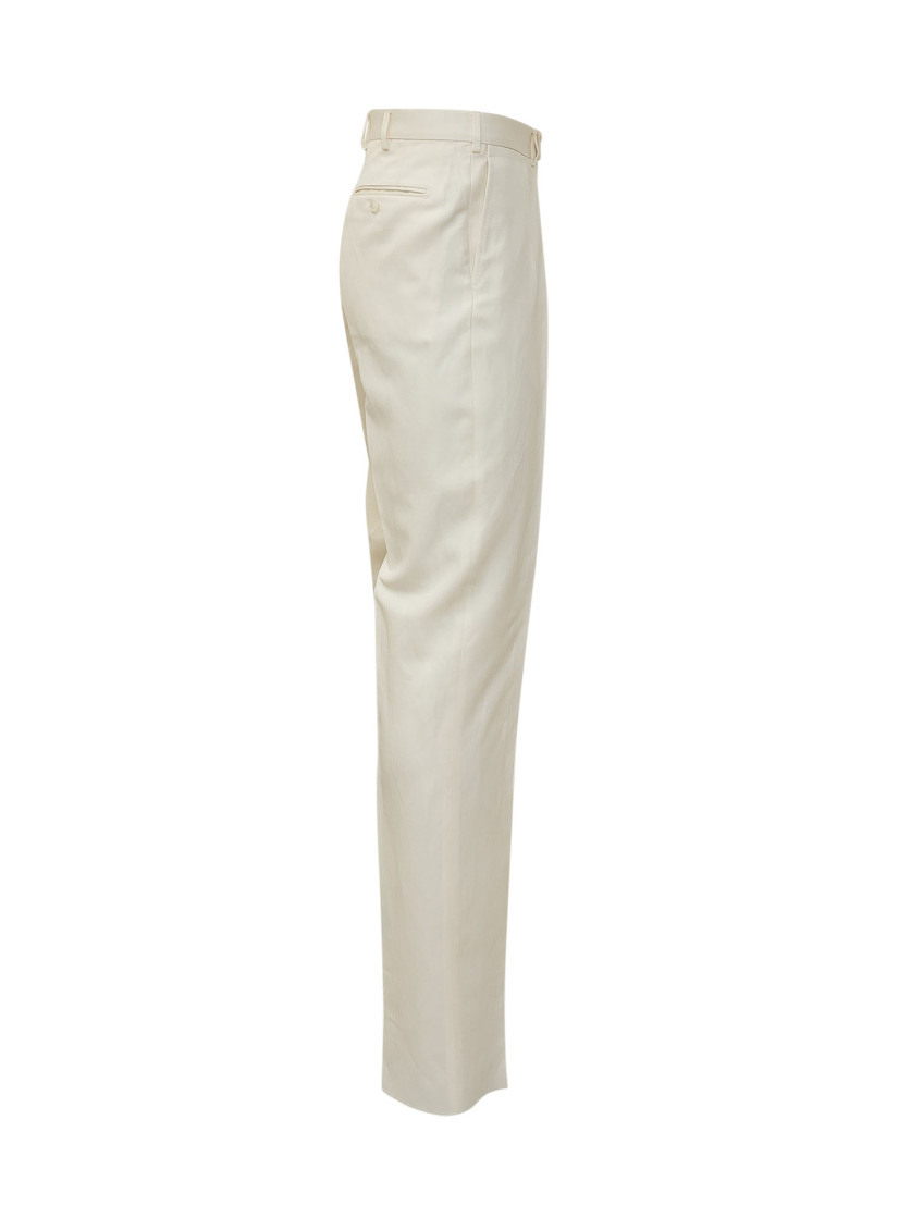 White Straight Flat Front Pants