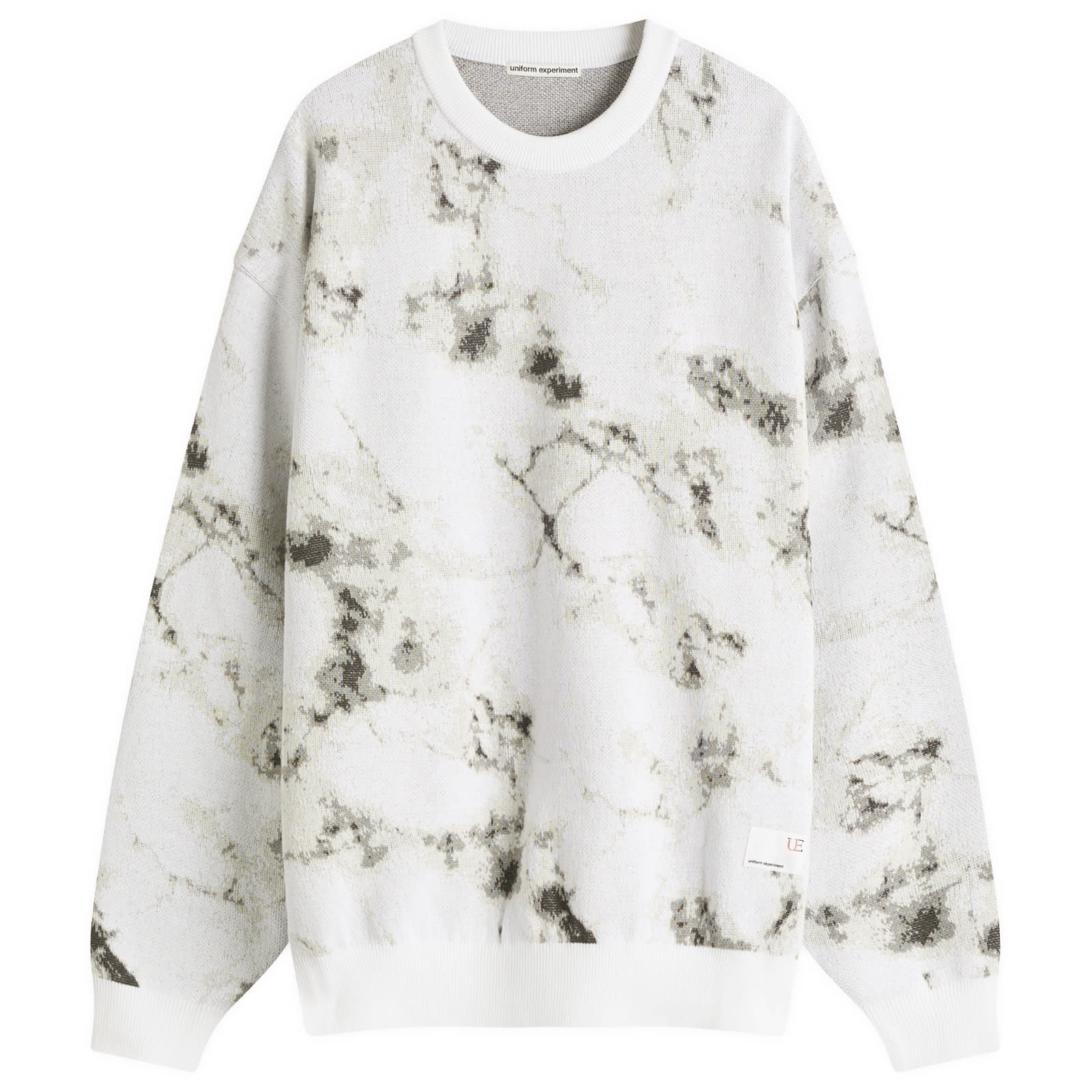 Uniform Experiment Men's Marble Jacquard Knit Sweater in White