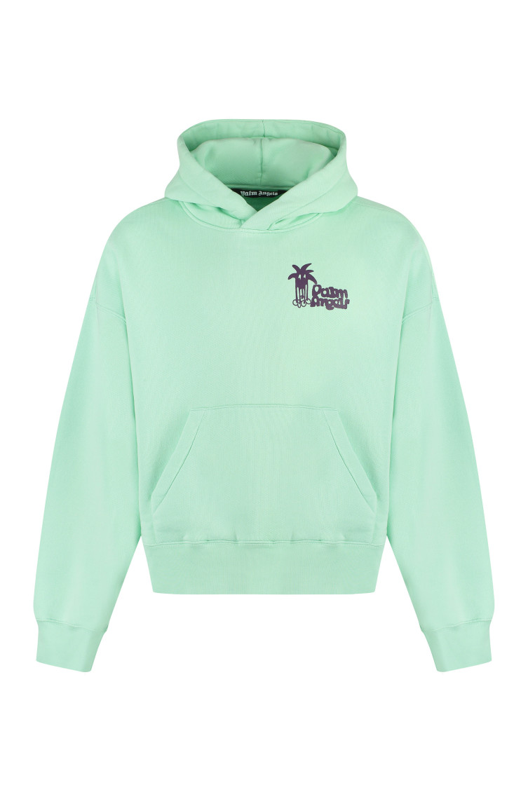 Douby logo-print cotton hoodie - Green