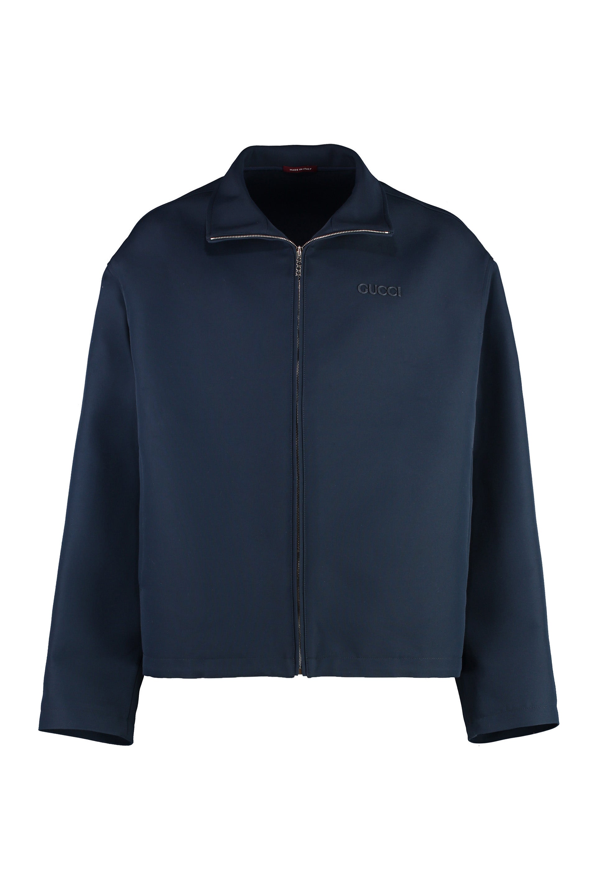 Embroidered Wool Acetate Zip Jacket