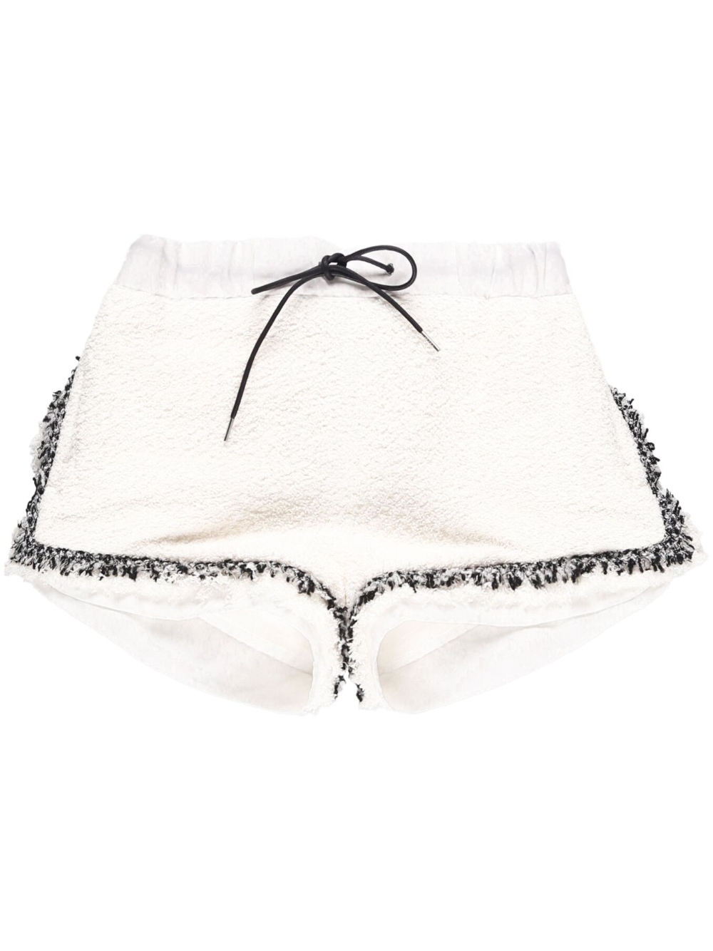 High-waisted tweed shorts - OFF WHITE