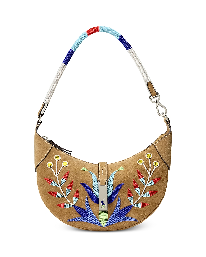Prl x TOPA Wild Blossom Polo Id Beaded Suede Convertible Shoulder Bag