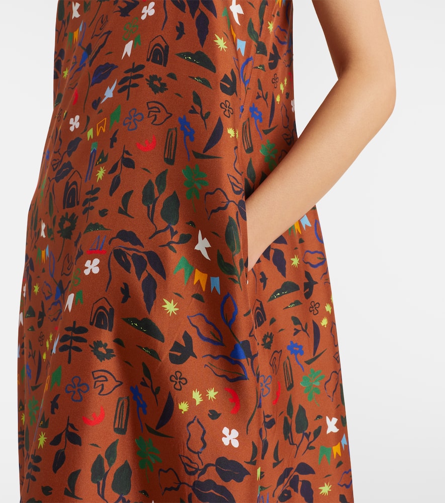 Melfi printed silk twill midi dress