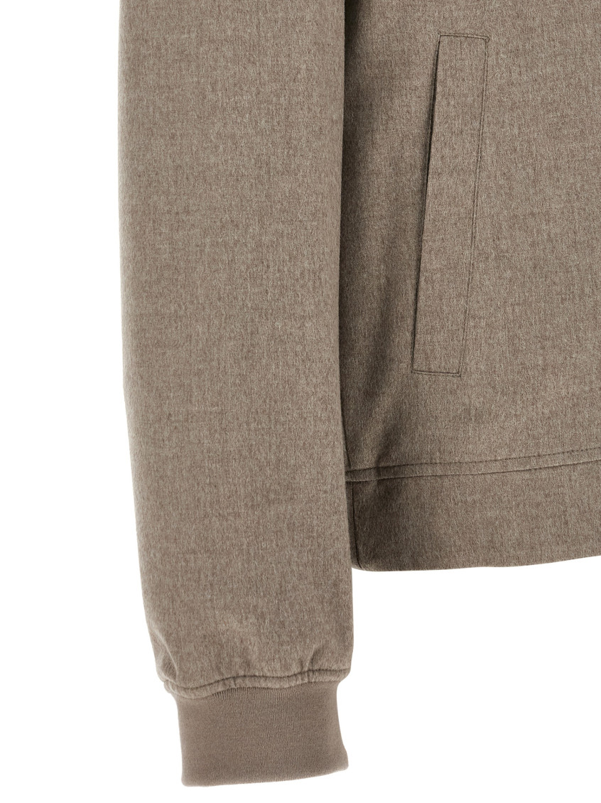 Taupe Textured Bomber Jacket