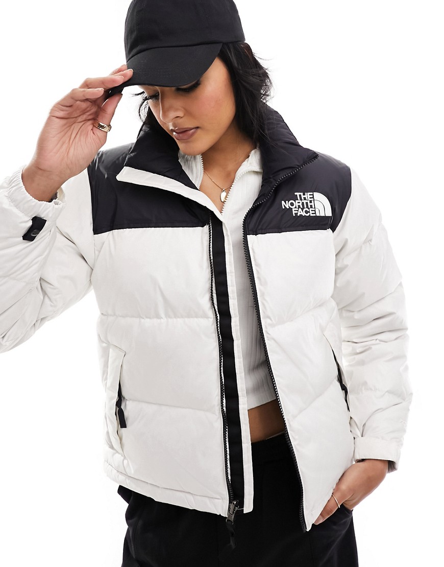 1996 Retro Nuptse down puffer jacket in white and black