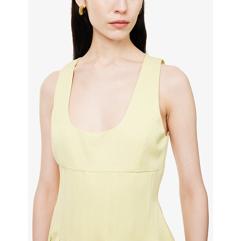 Womens Cinched Cotton-Blend Midi Dress