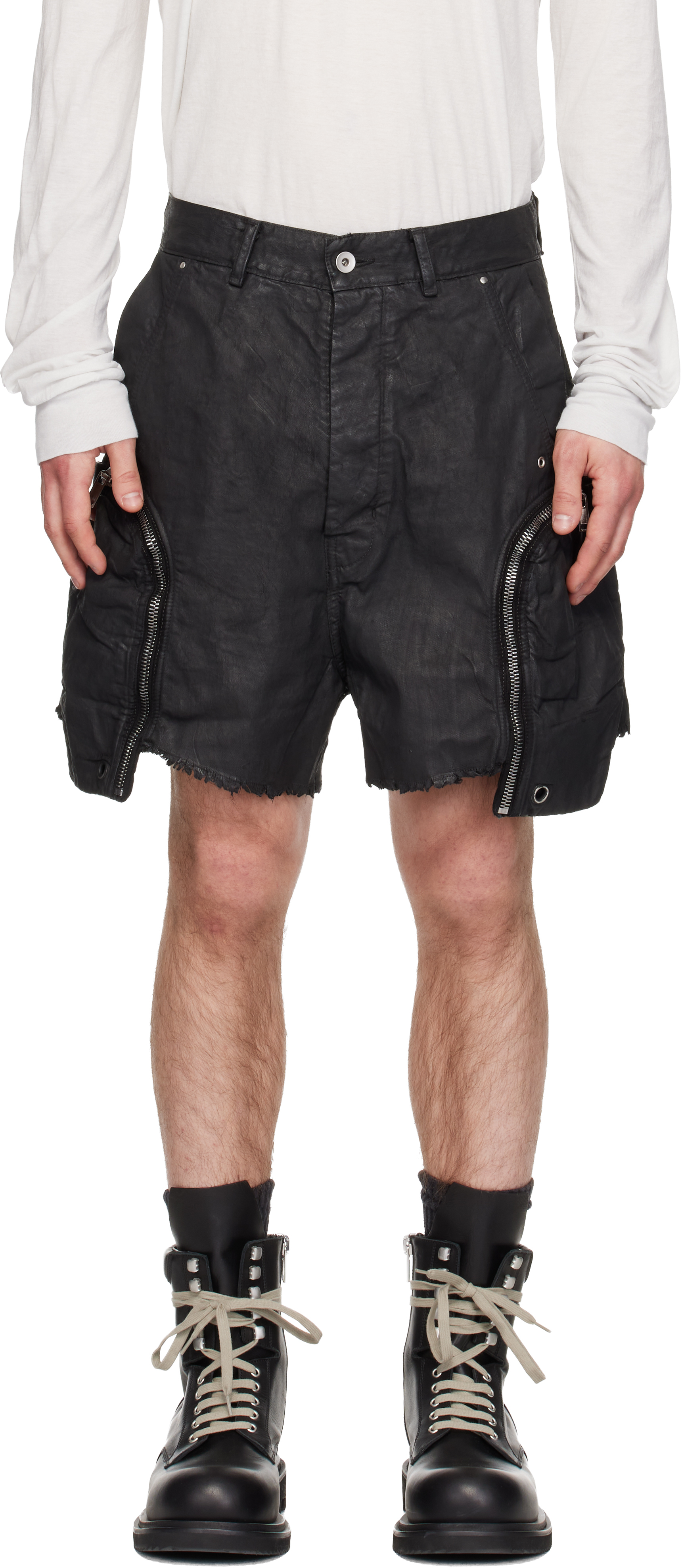 Black Temple Denim Bauhaus Shorts