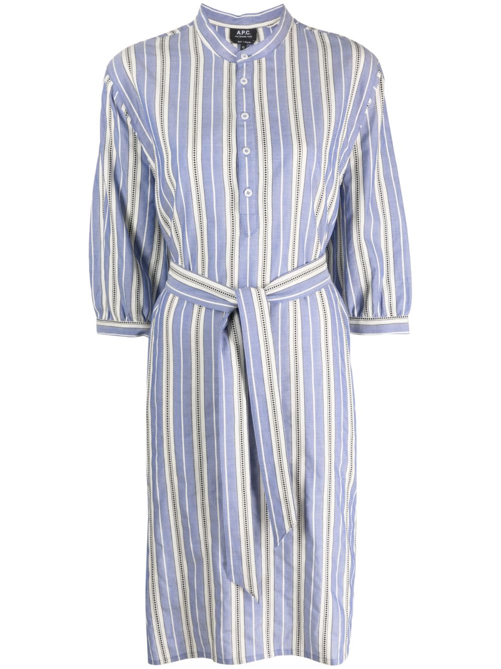 Striped cotton shirt dress - Blue