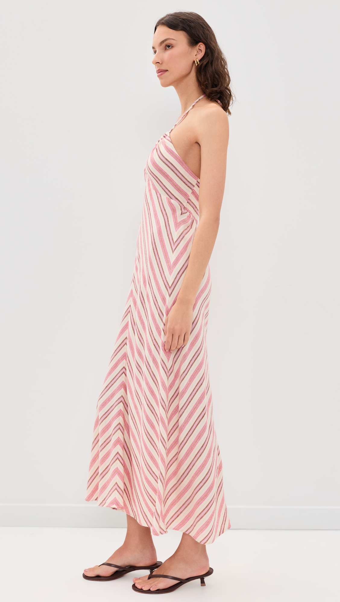 Maggie Midi Dress Dusty Pink Stripe