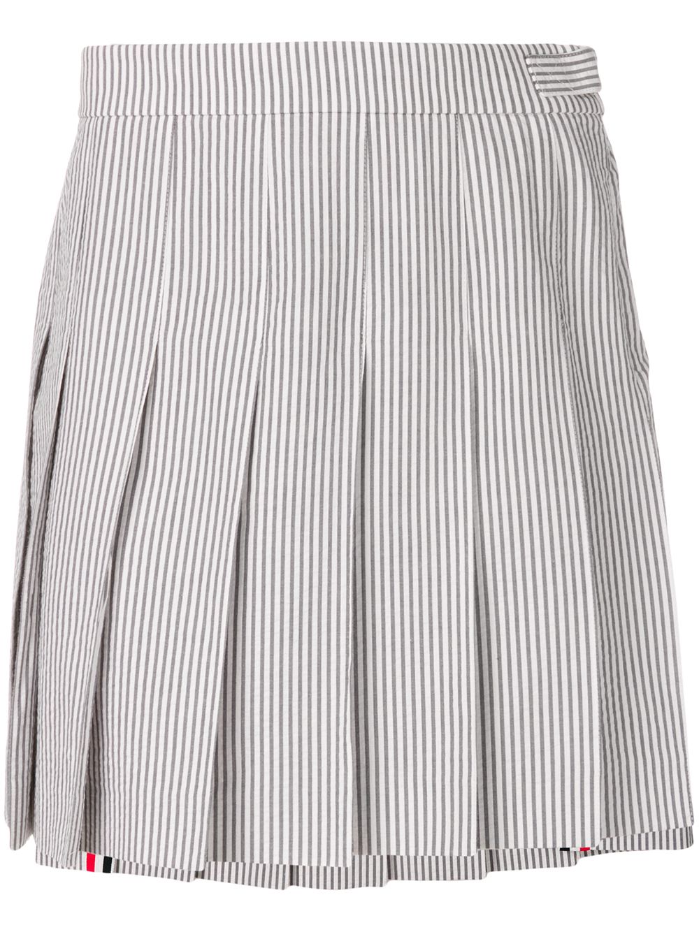 Seersucker pleated mini skirt - Grey