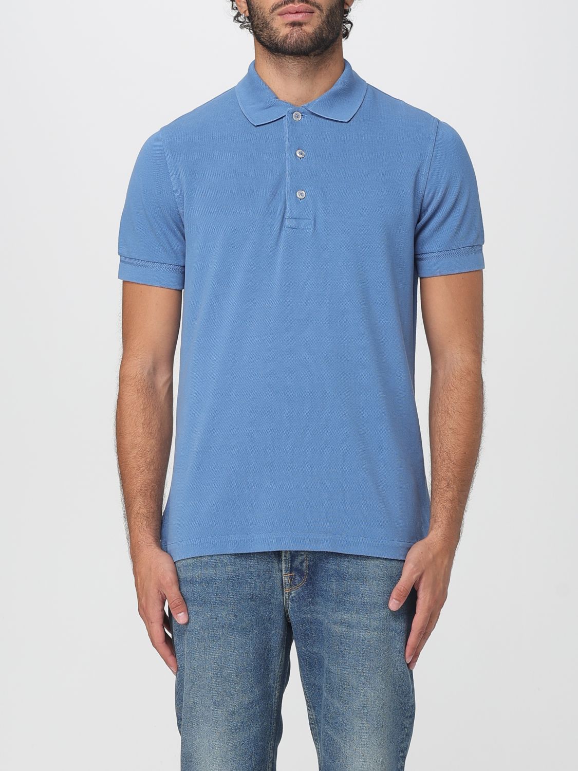 Polo Shirt Men color Gnawed Blue