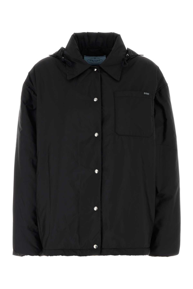 Prada - renylon hooded padded jacket front pocket