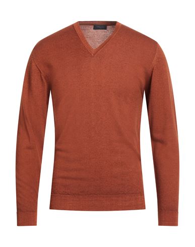 Daniele Fiesoli Man Sweater Rust Size L Merino Wool