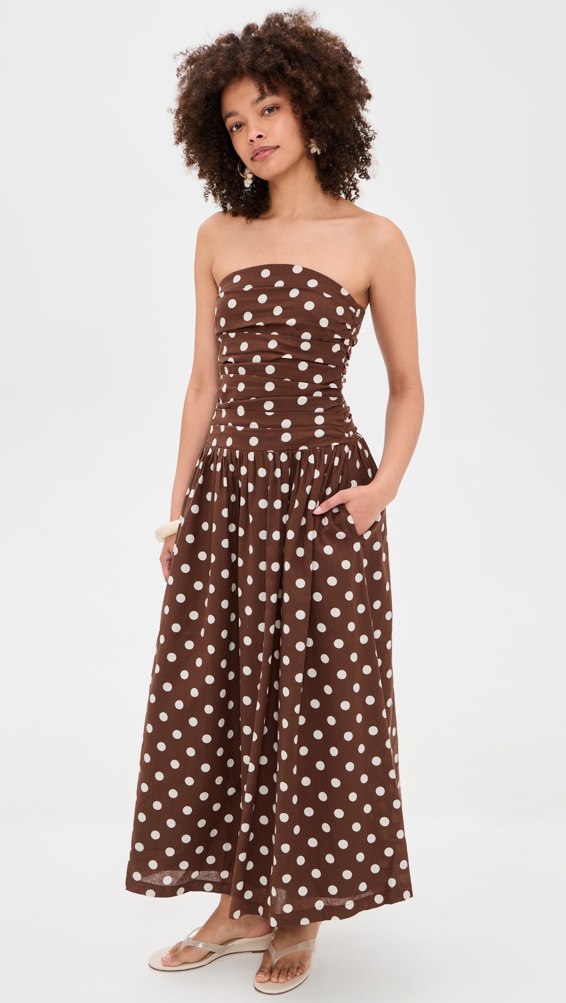 The Reina Maxi Dress Chocolate/Ecru Dot