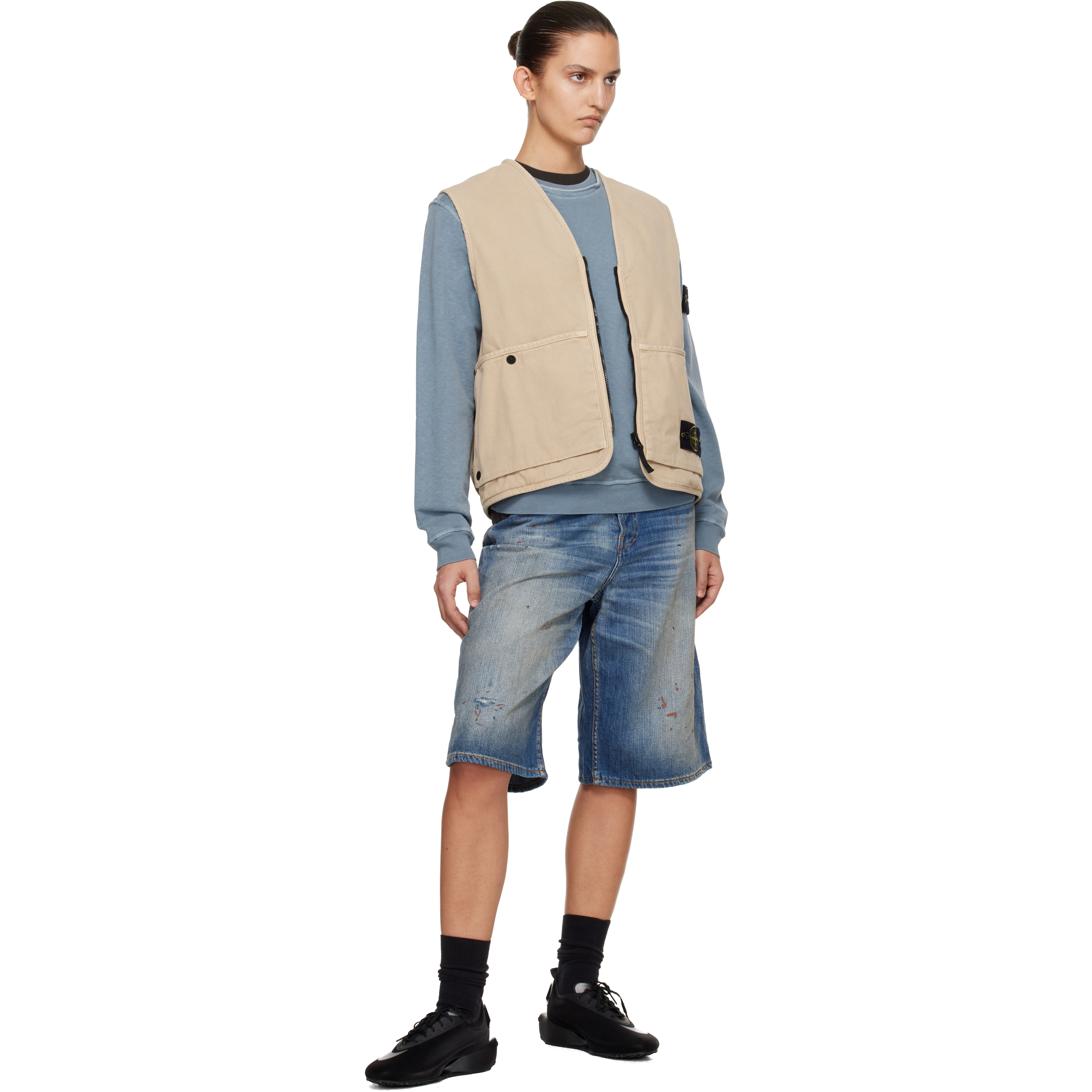 Beige 6100007 Organic Panama Cotton 'Old' Effect Vest