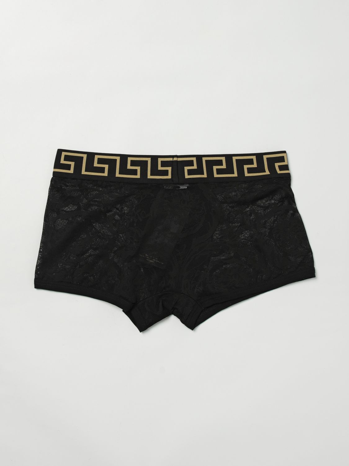 Grecca-waistband lace boxers - Black