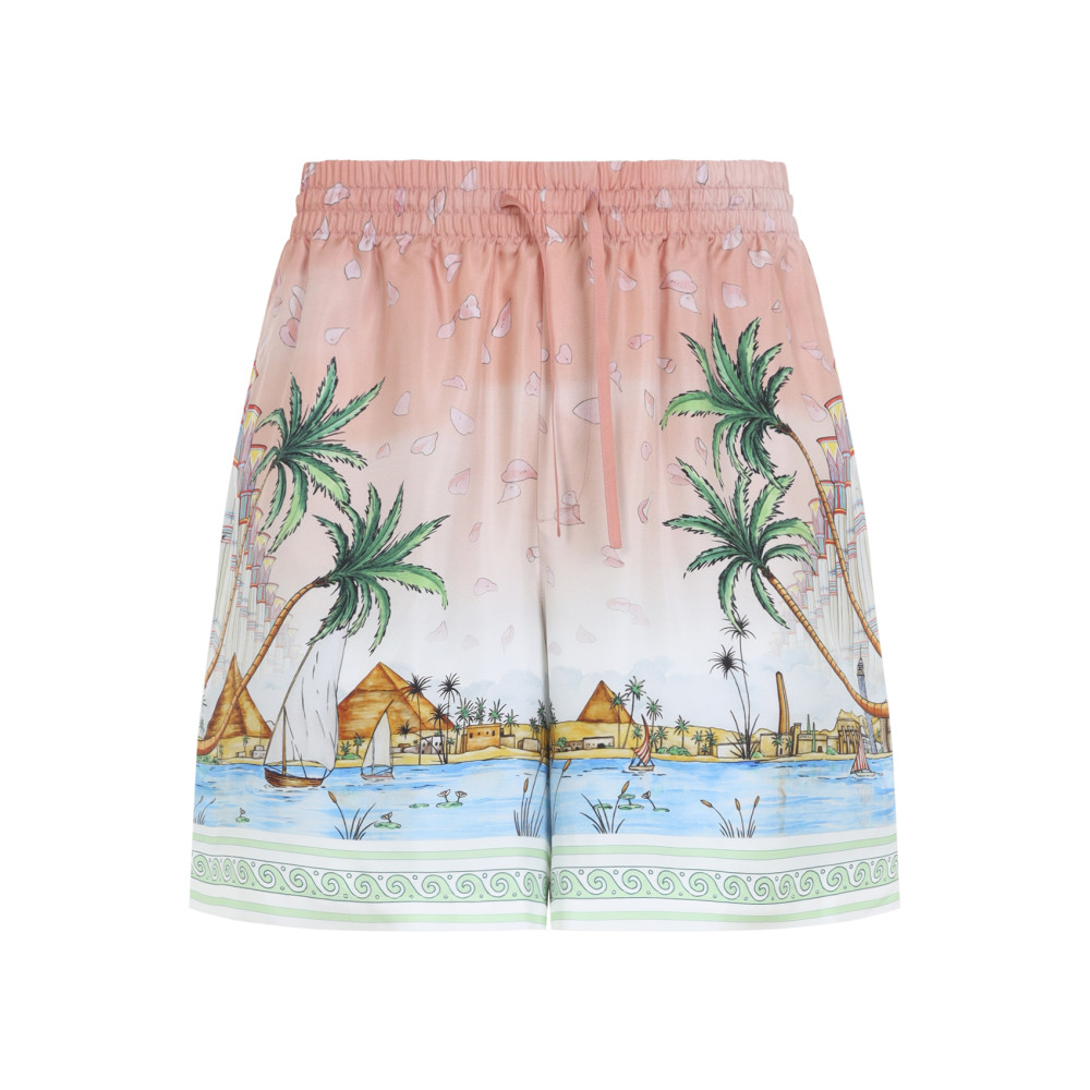 Casablanca - egyptian landscape silk twill beach short