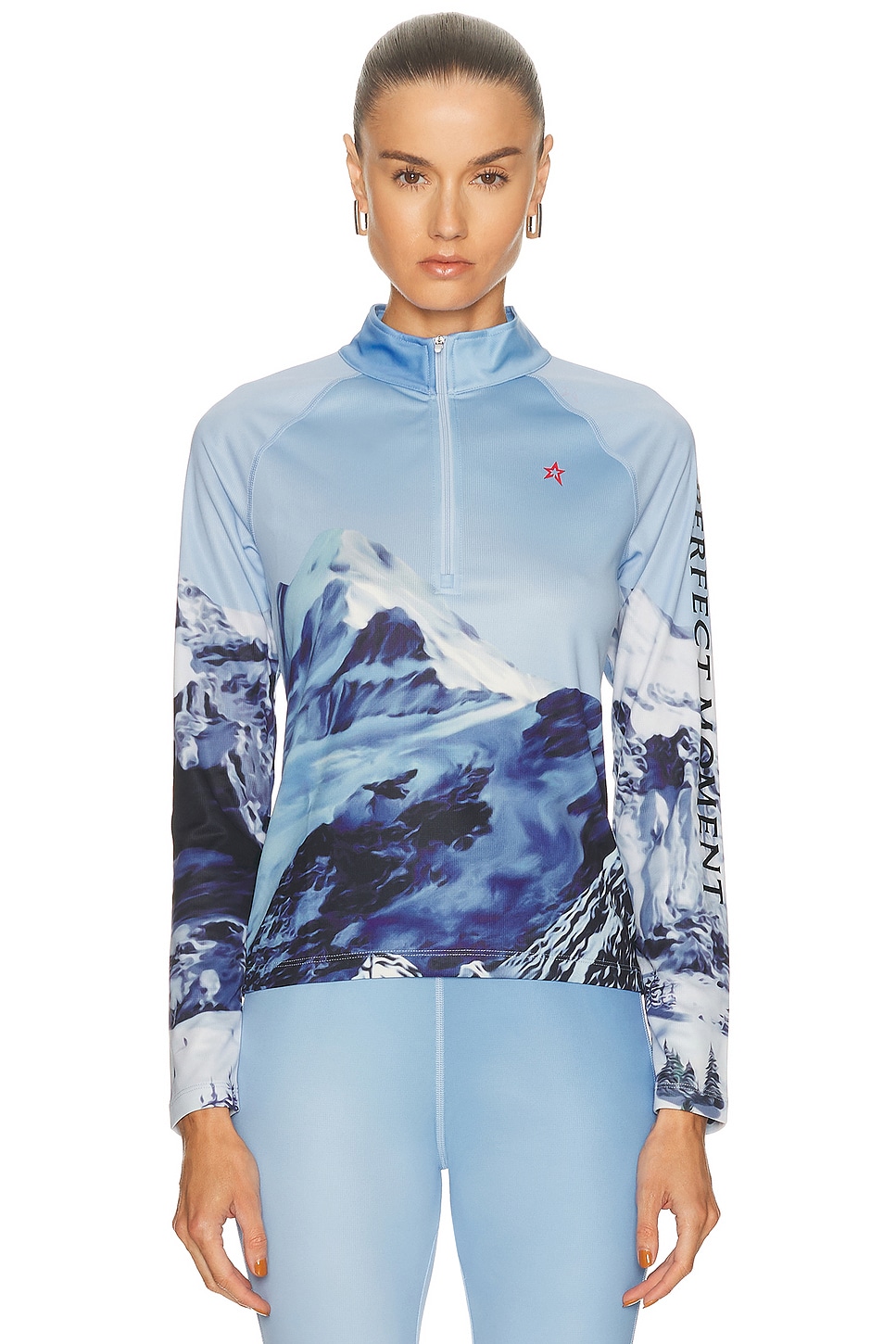Perfect Moment Quarter Zip Base Layer Top in Ski Lift Blue - Blue. XS also in L