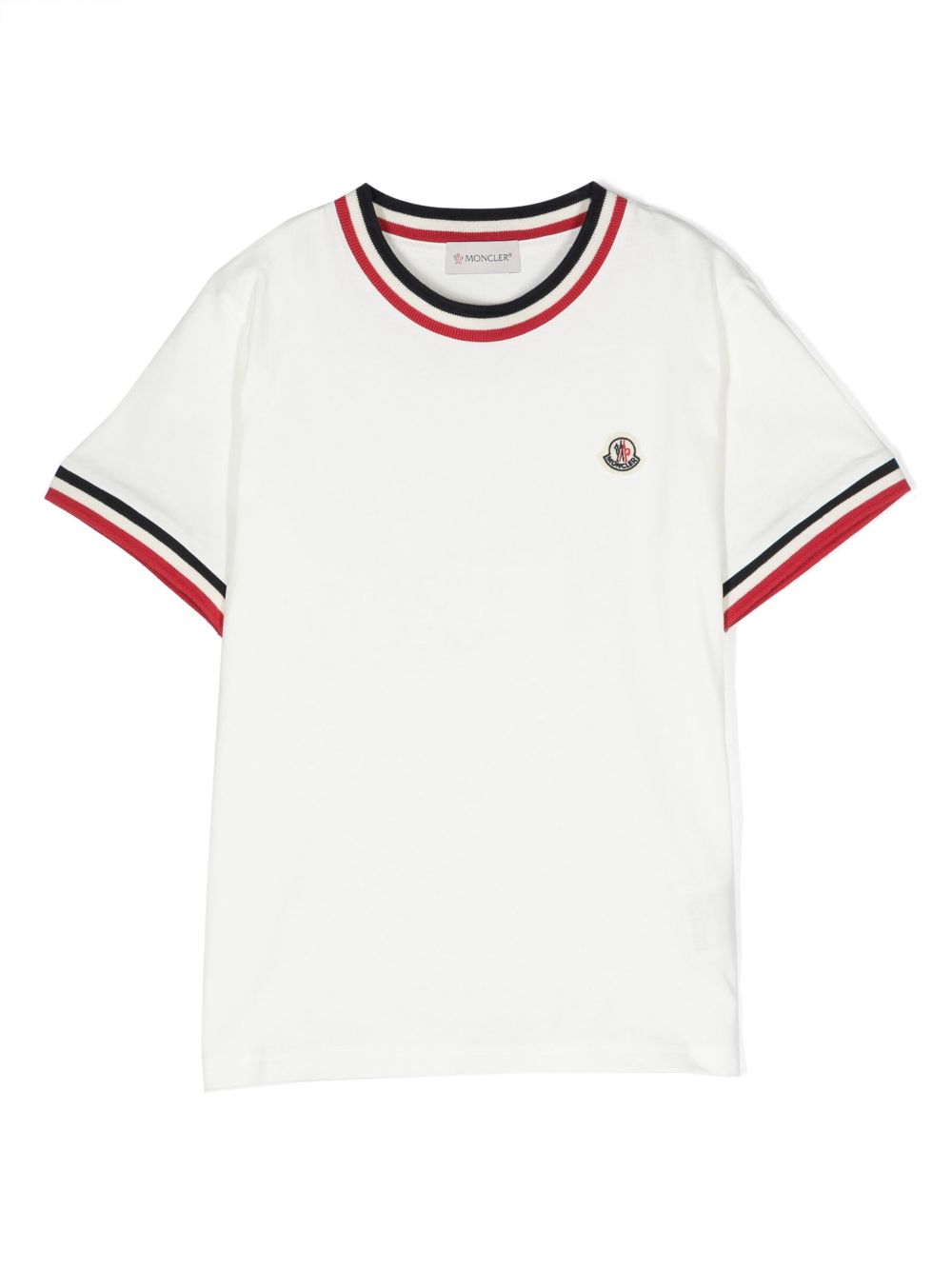 Logo-patch stripe-detail T-shirt - White