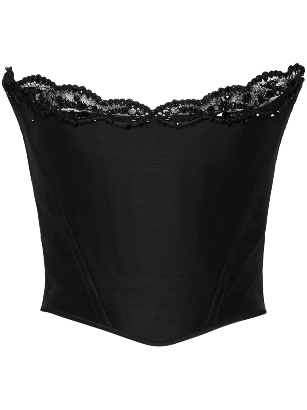 Lace-detail corset top - Black