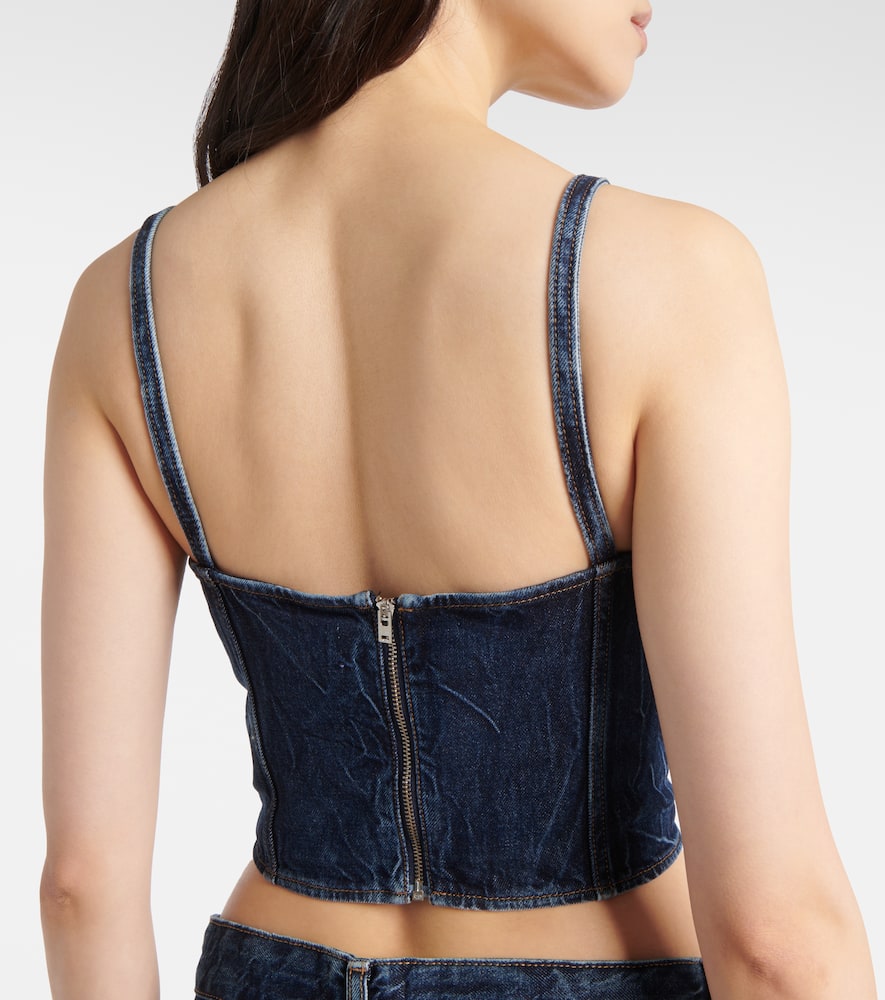 Bow-detail denim crop top