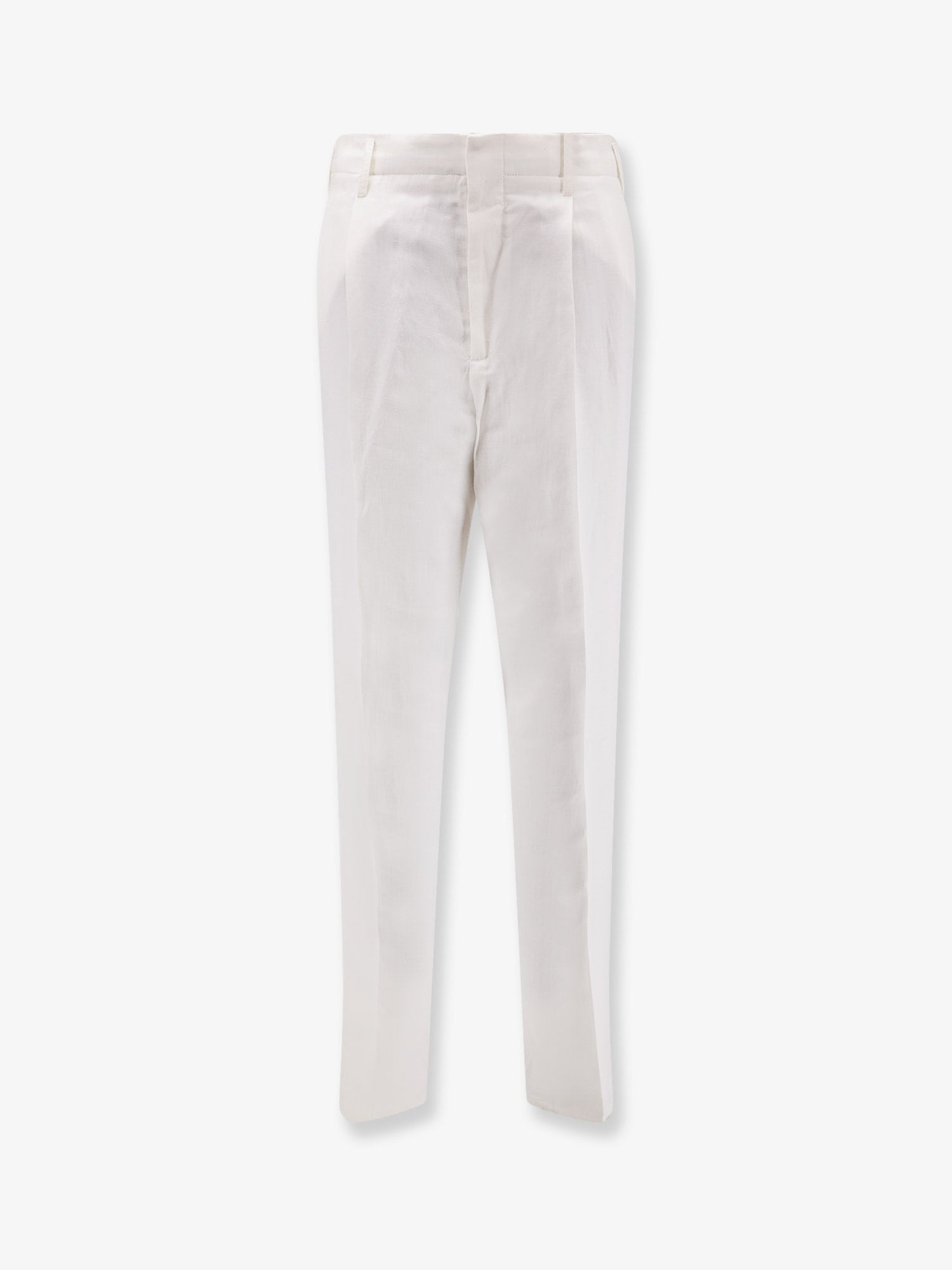 Linen-Cotton Blend Trousers — White