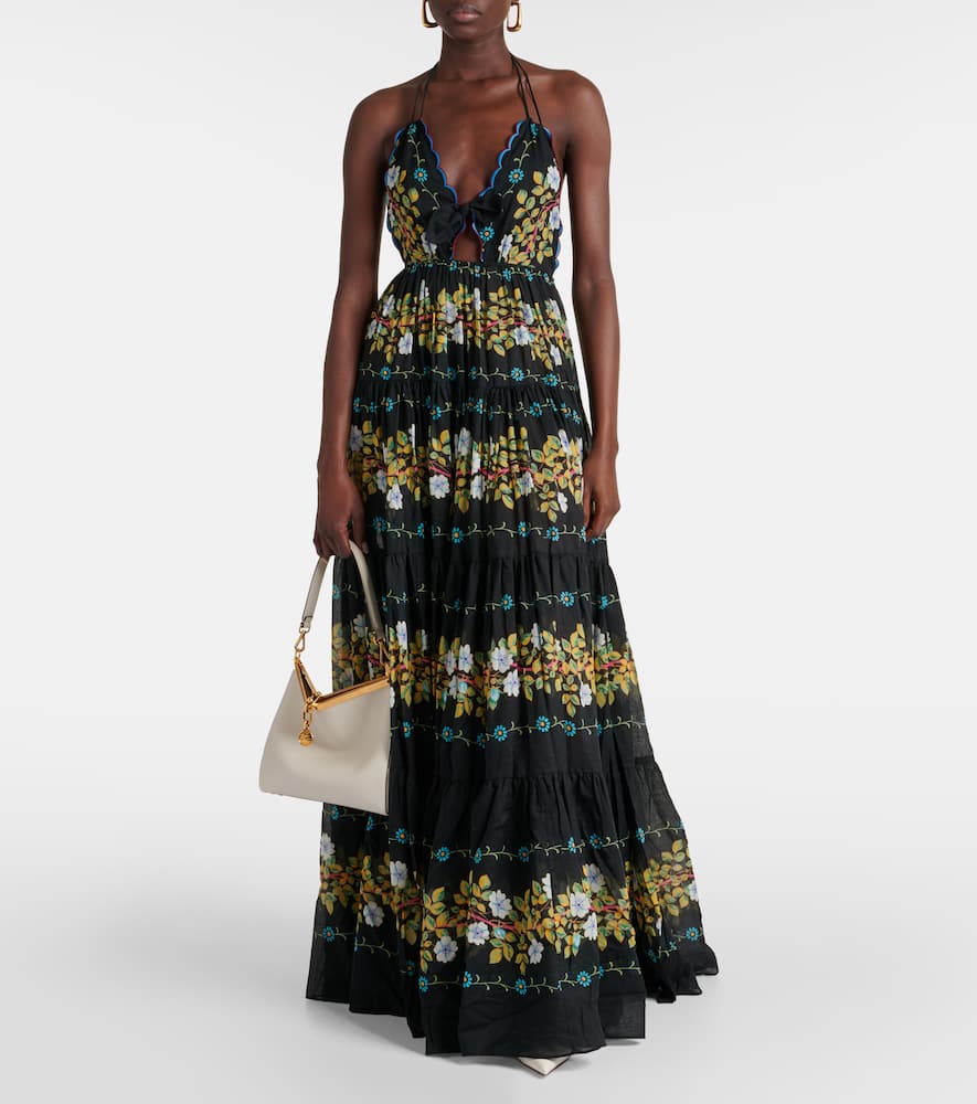 Floral tiered cotton gown