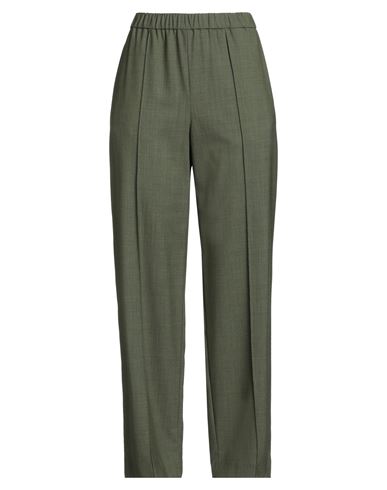 Woman Pants Military green Size 14 Virgin Wool, Polyamide, Elastane