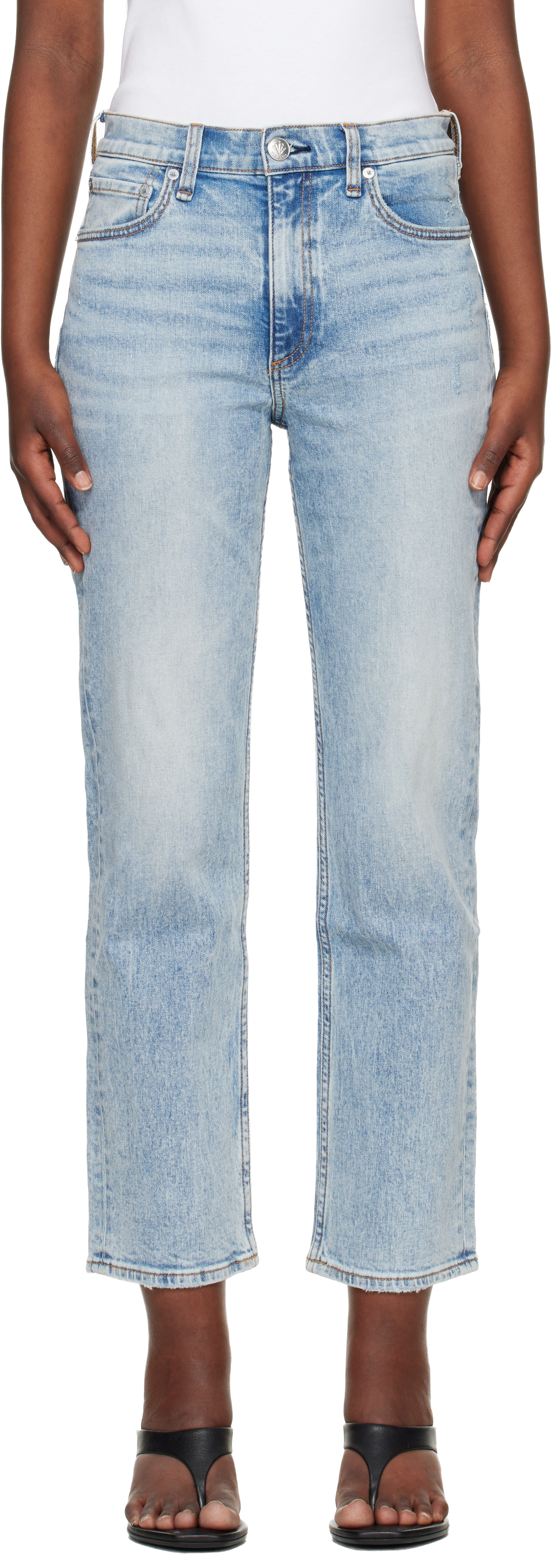 Blue Harlow Ankle Straight Jeans