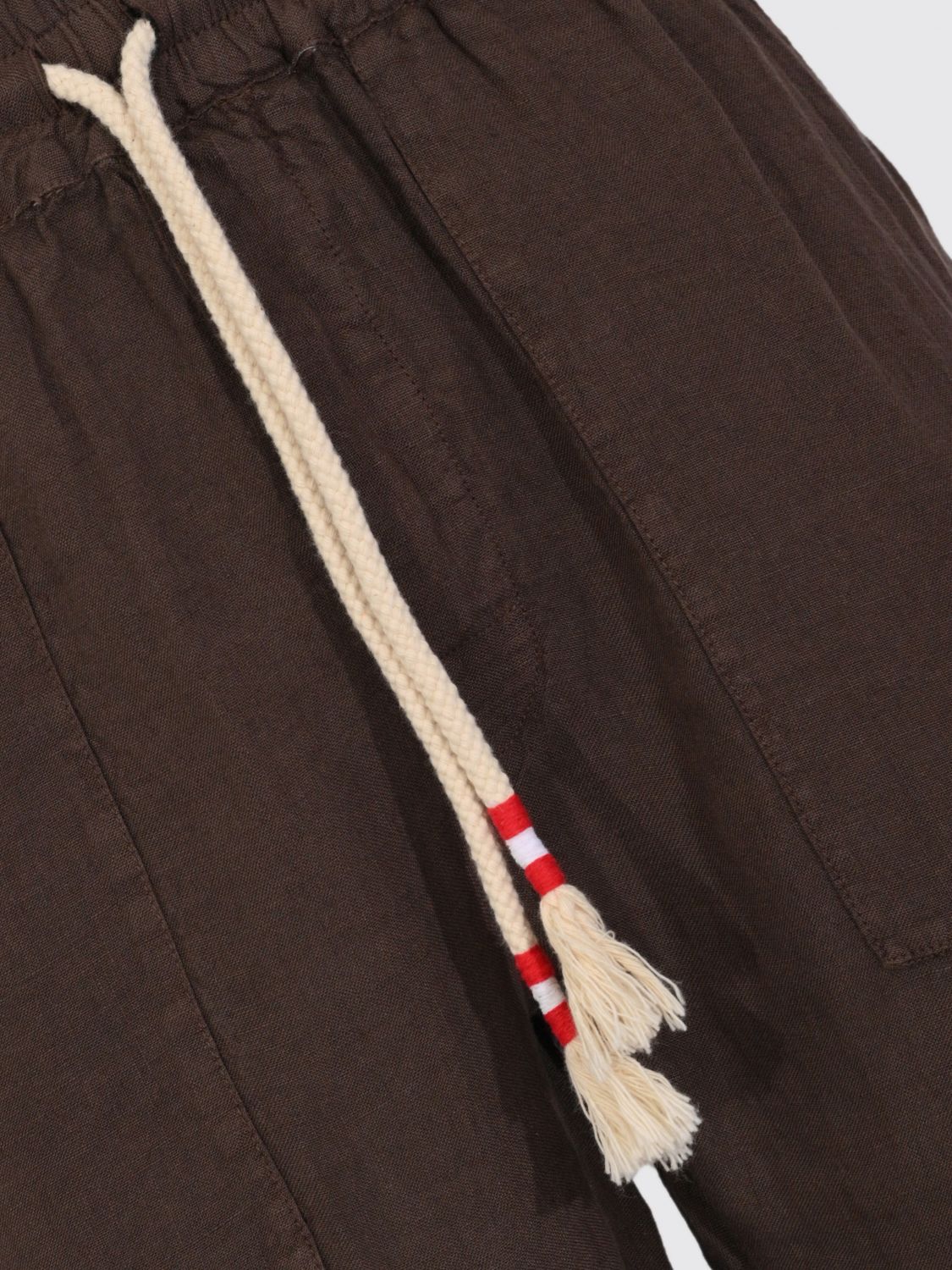 Straight-leg drawstring linen trousers - Blue
