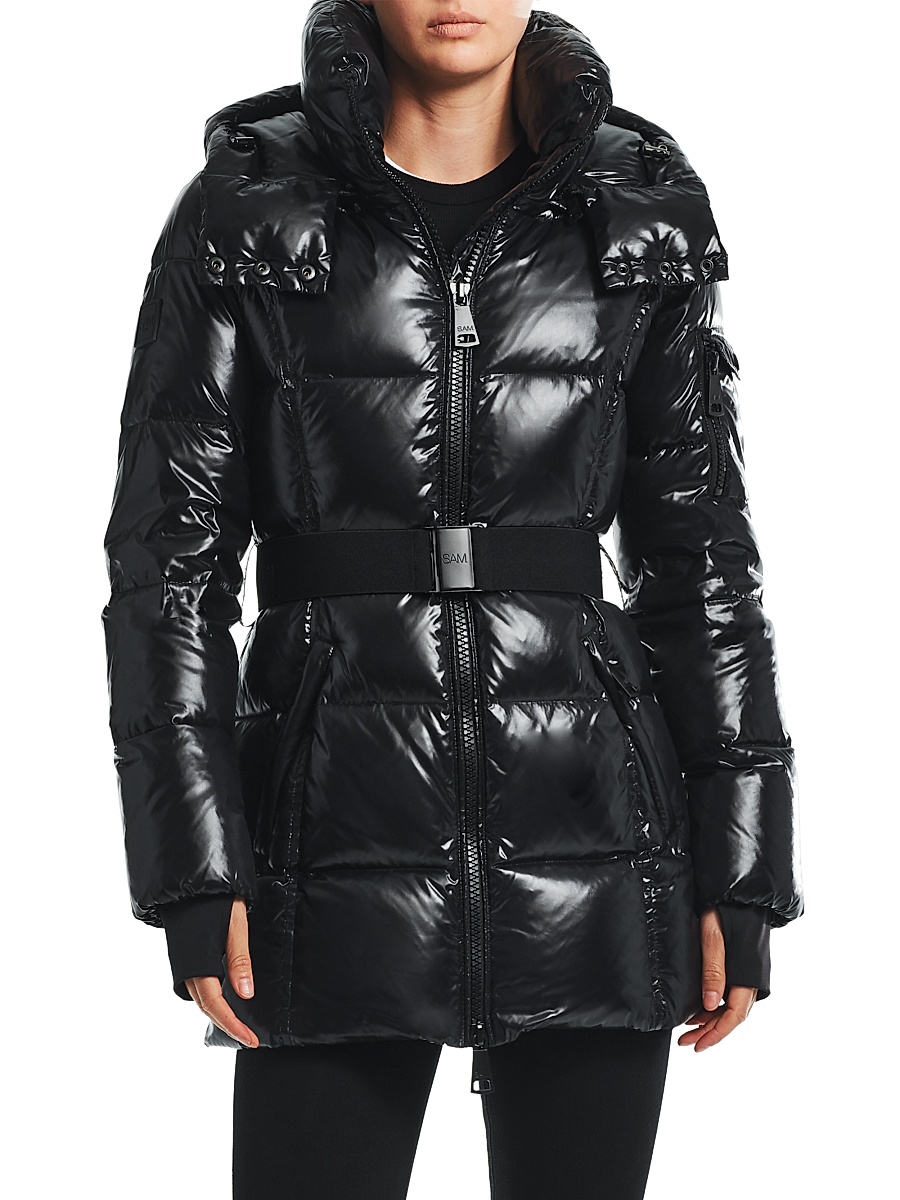Women's Soho Belted Down Mid-Length Puffer Jacket - Jet