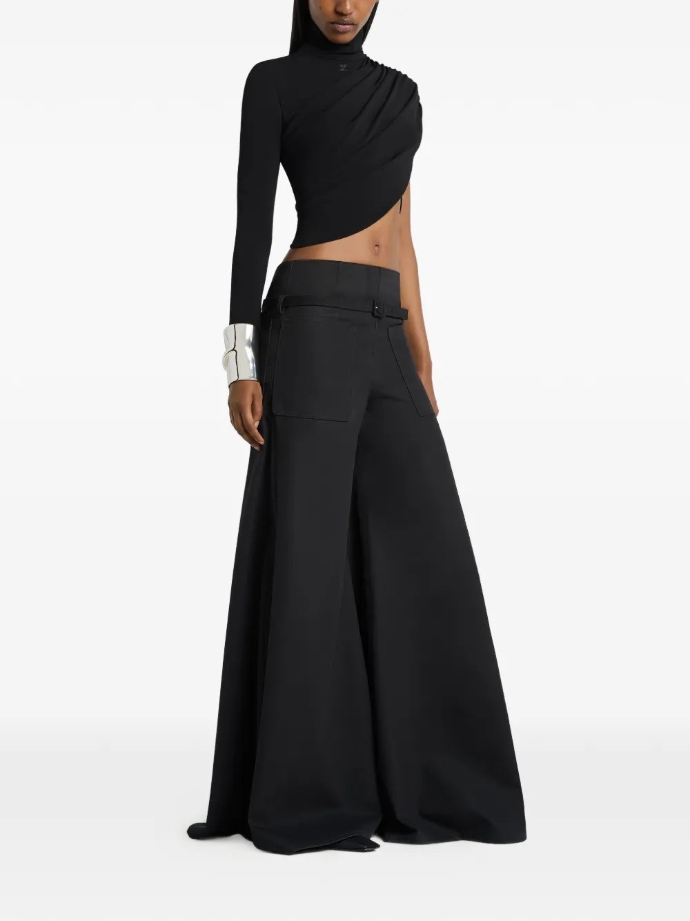 Asymmetrical Twist Jersey Cropped Top