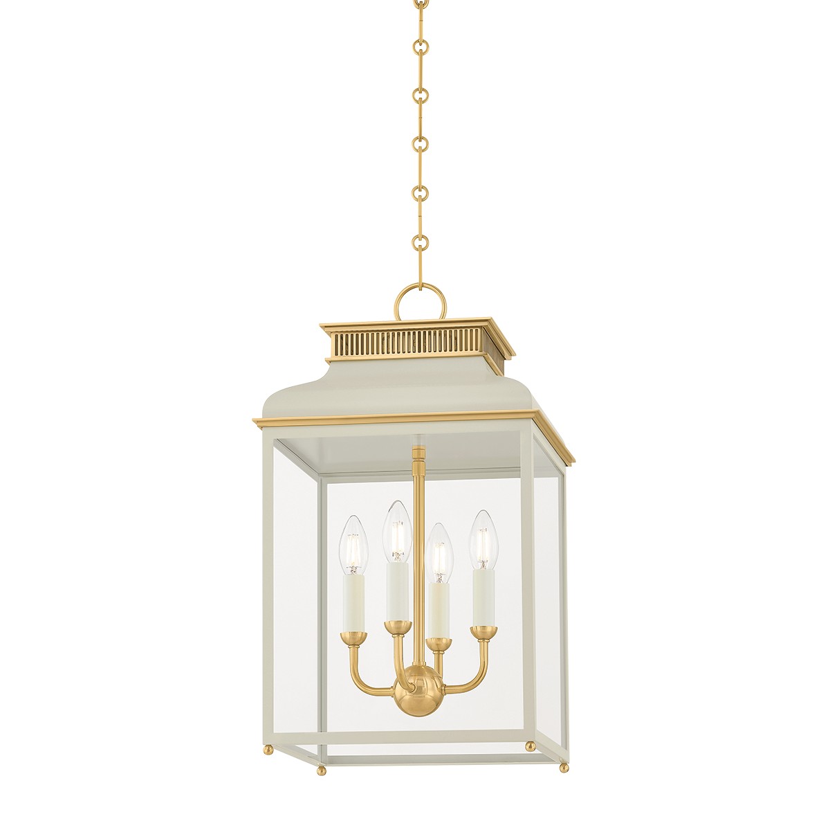 Aged Brass Off-White Lantern from the Houghton Collection