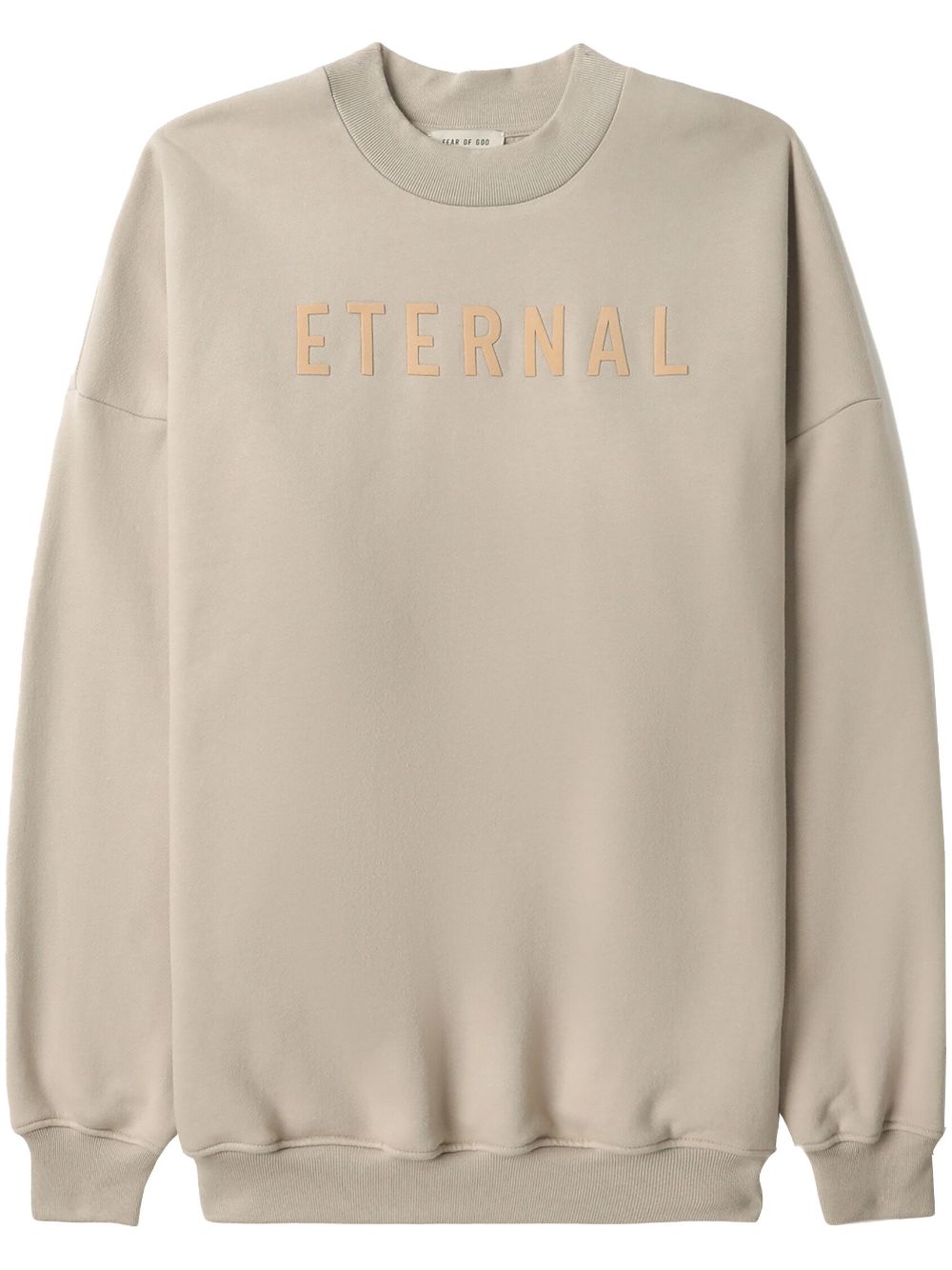 Logo-embroidered long-sleeved cotton sweatshirt - Neutrals
