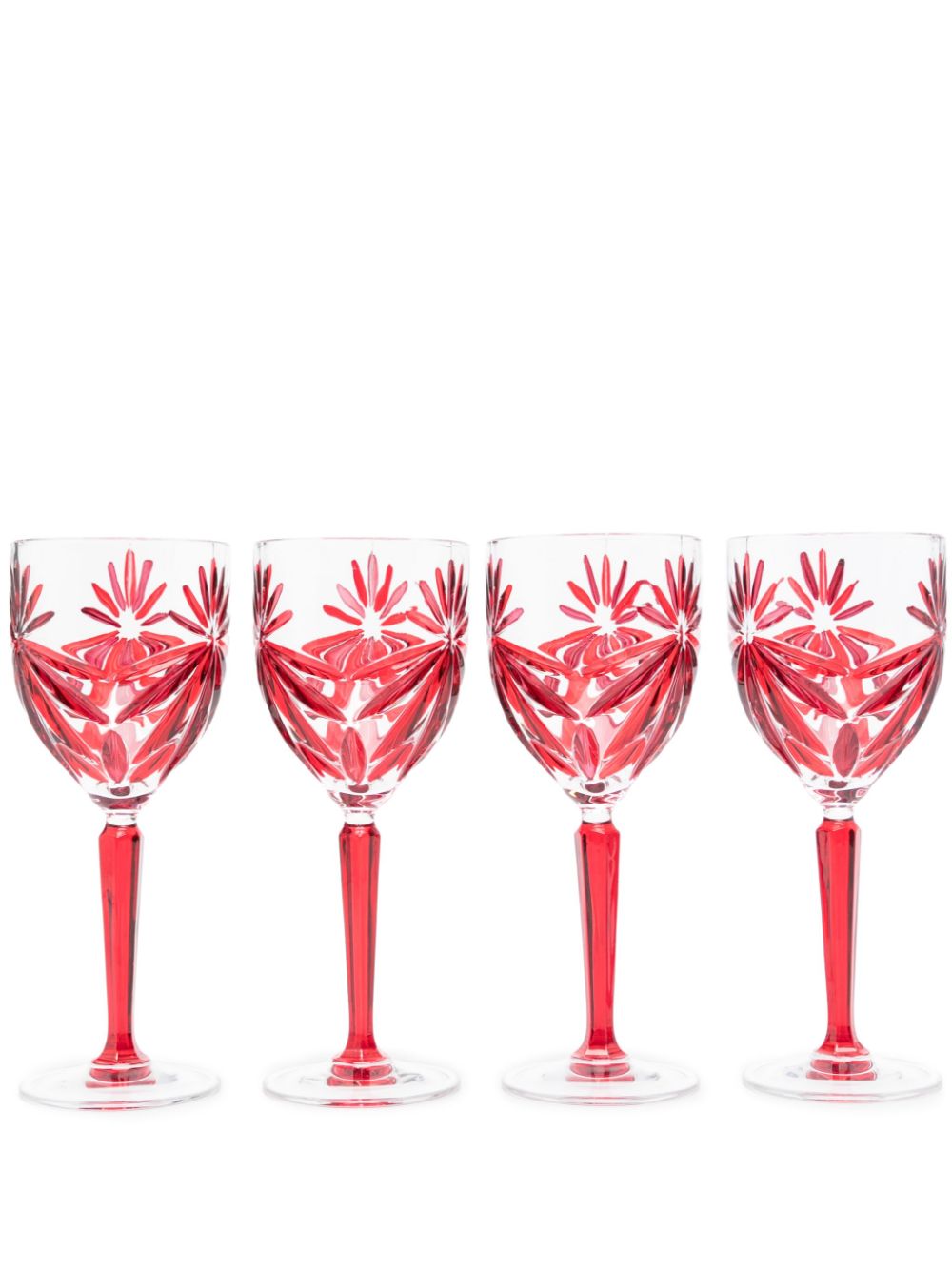 Stars crystal wine glasses set (set of four) - Red