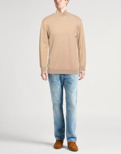 Daniele Fiesoli Man Turtleneck Apricot Size XL Merino Wool