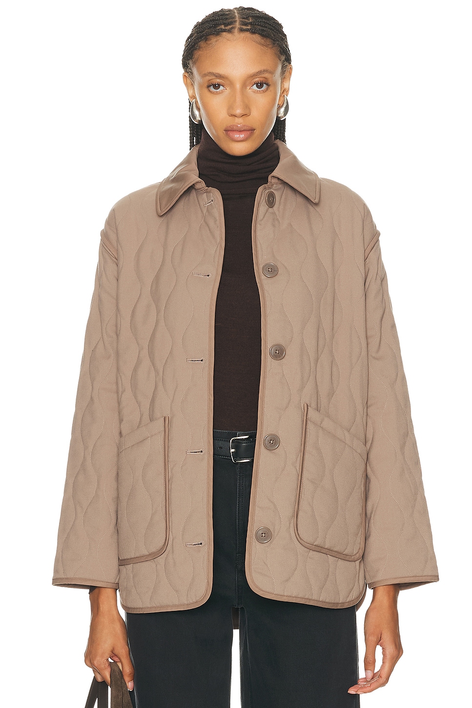 Varley Wilson Quilted Jacket in Ash Taupe - Taupe. XS also in L