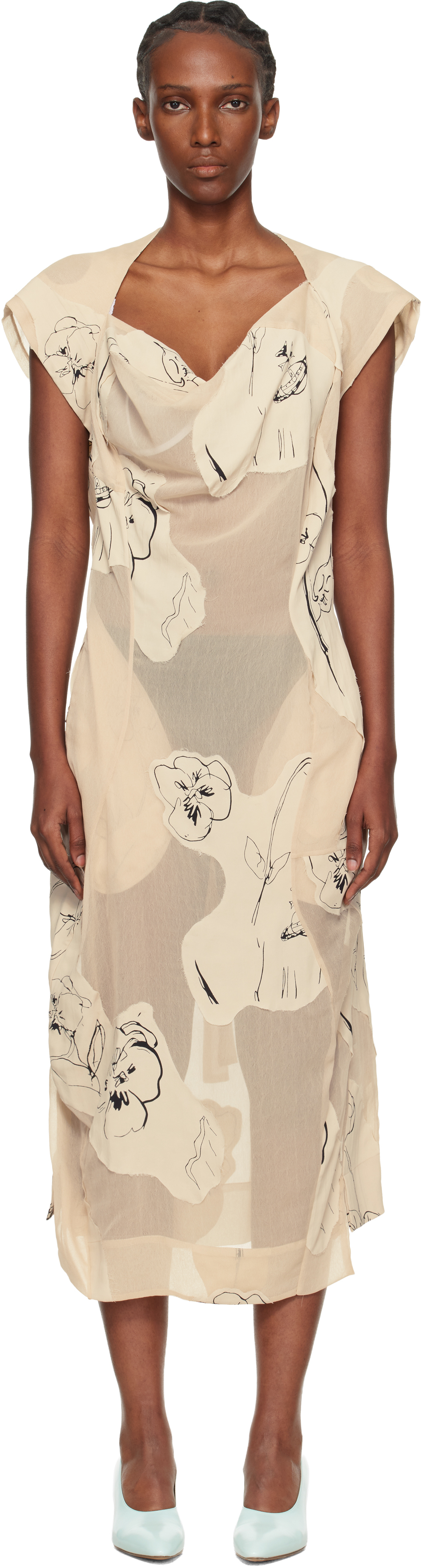 Off-White Printed Veil Crepe Ionian Midi Dress